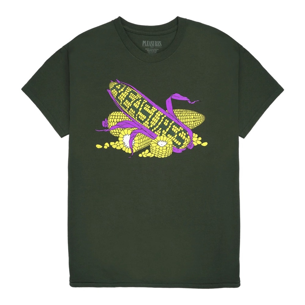 Pleasures Mens Green Graphic Corn SS T-Shirt
